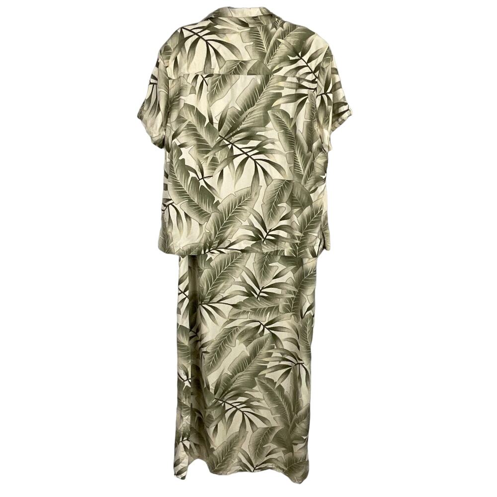 Caribbean Joe Maxi Dress Sheath Column Hawaiian Shirt Jacket Large Fern Tropical - Picture 4 of 15